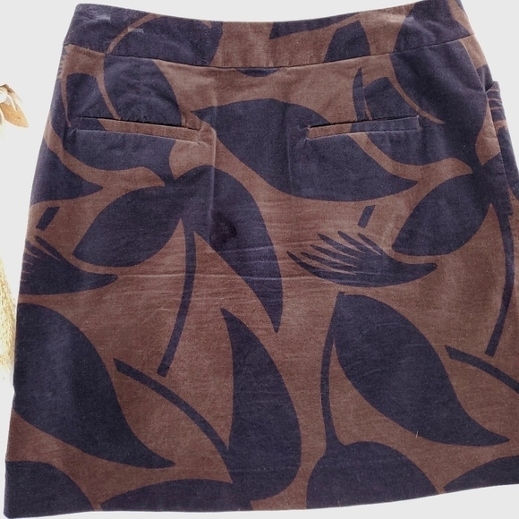 BODEN Anthro Brown Purple Suede Floral Skirt 8 - Picture 4 of 13
